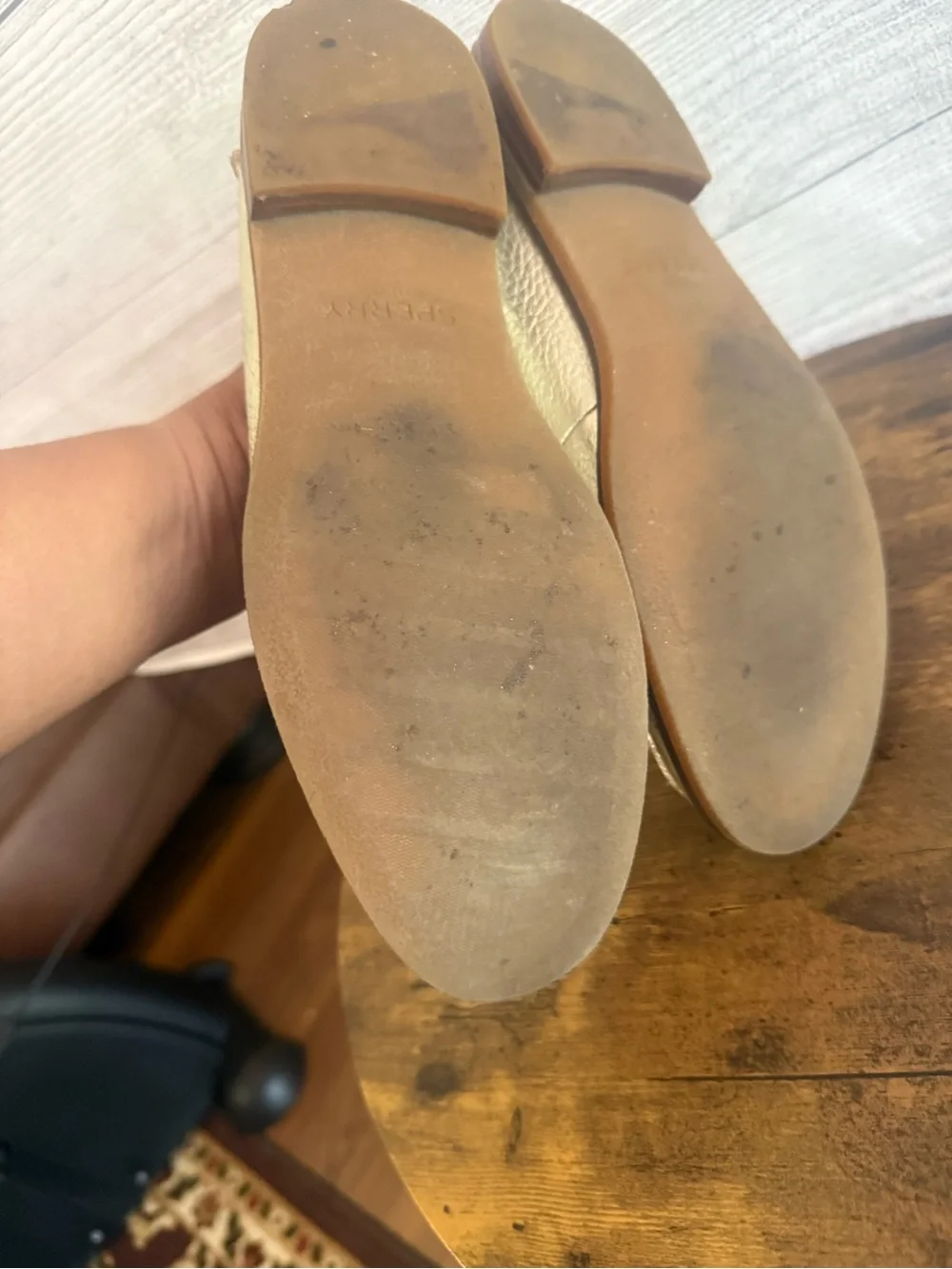 Sperry Metallic Gold Penny Loafers